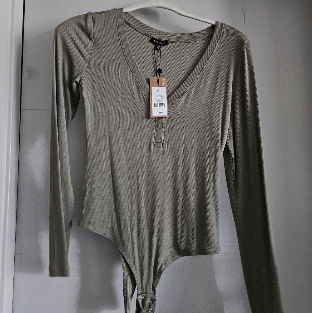 Dynamite Ribbed Henley Bodysuit